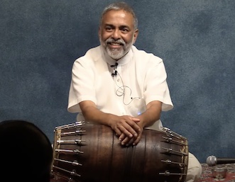 Photo of VR Venkataraman with the mridangam